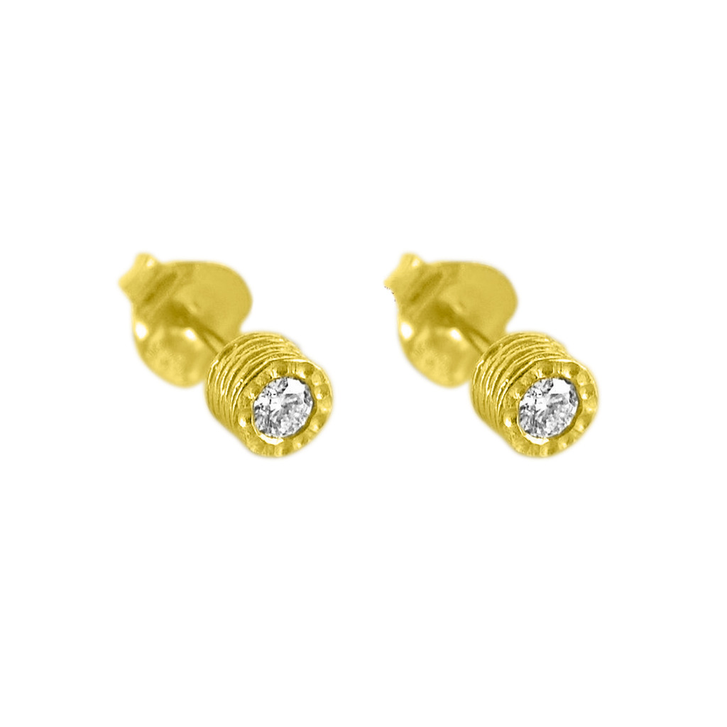 14K Gold 0.20 Ct. Natural Diamonds Round Stud Earrings Handmade Fine Jewelry