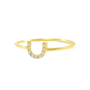 14K Gold 0.10 Ct. Natural Diamond Horseshoe Ring Fine Jewelry Size - 3 to 9 US