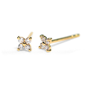 14K Gold 0.16 Ct. Natural Diamonds Floral Earrings Christmas Fine Jewelry