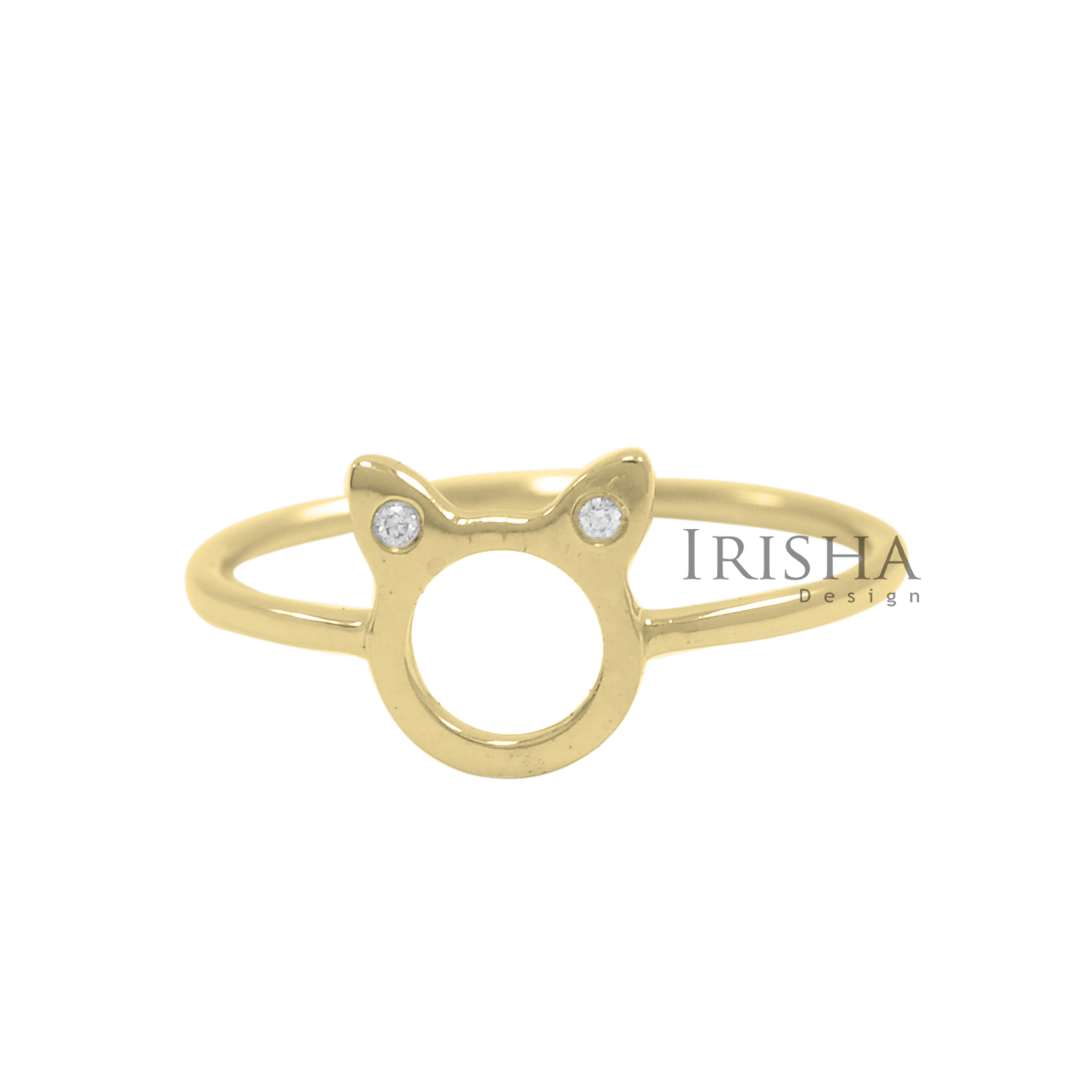 14K Gold 0.02 Ct. Genuine Diamond Cat Ring Handmade Fine Jewelry Size- 3 to 9 US