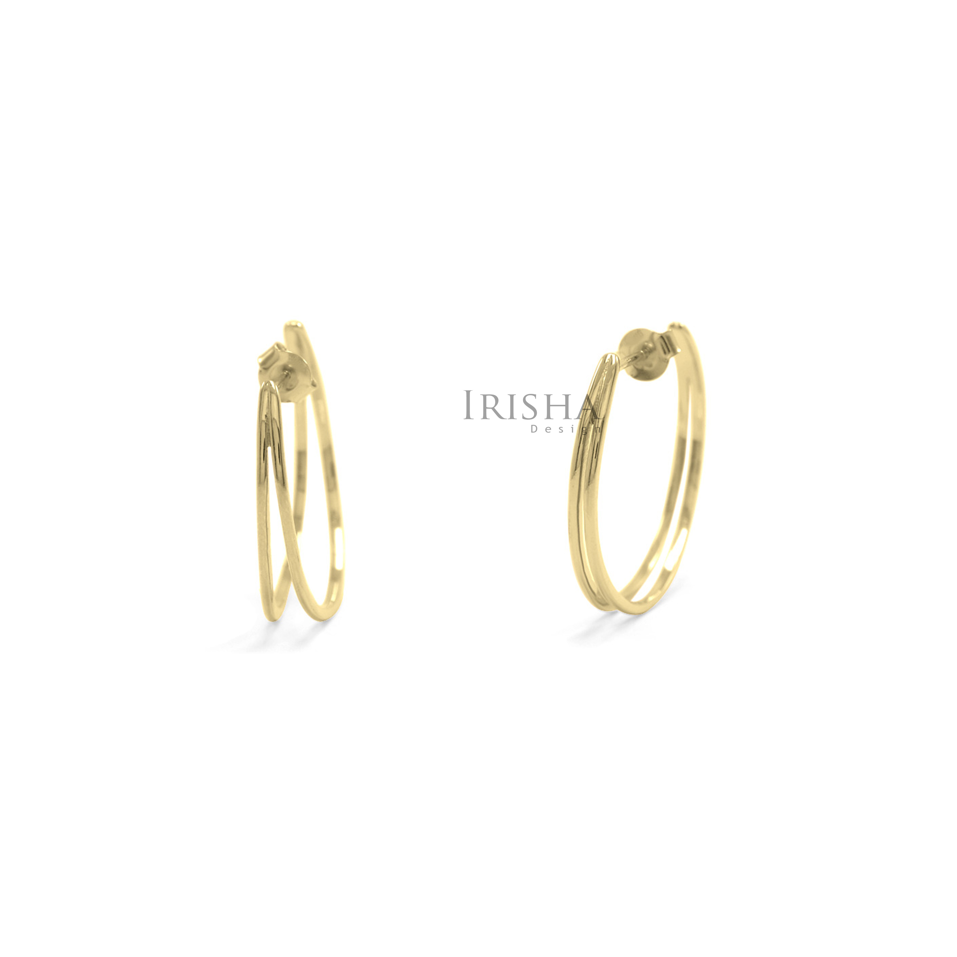 14K Solid Plain Gold 25 mm Double Hoop Earrings Handmade Fine Jewelry