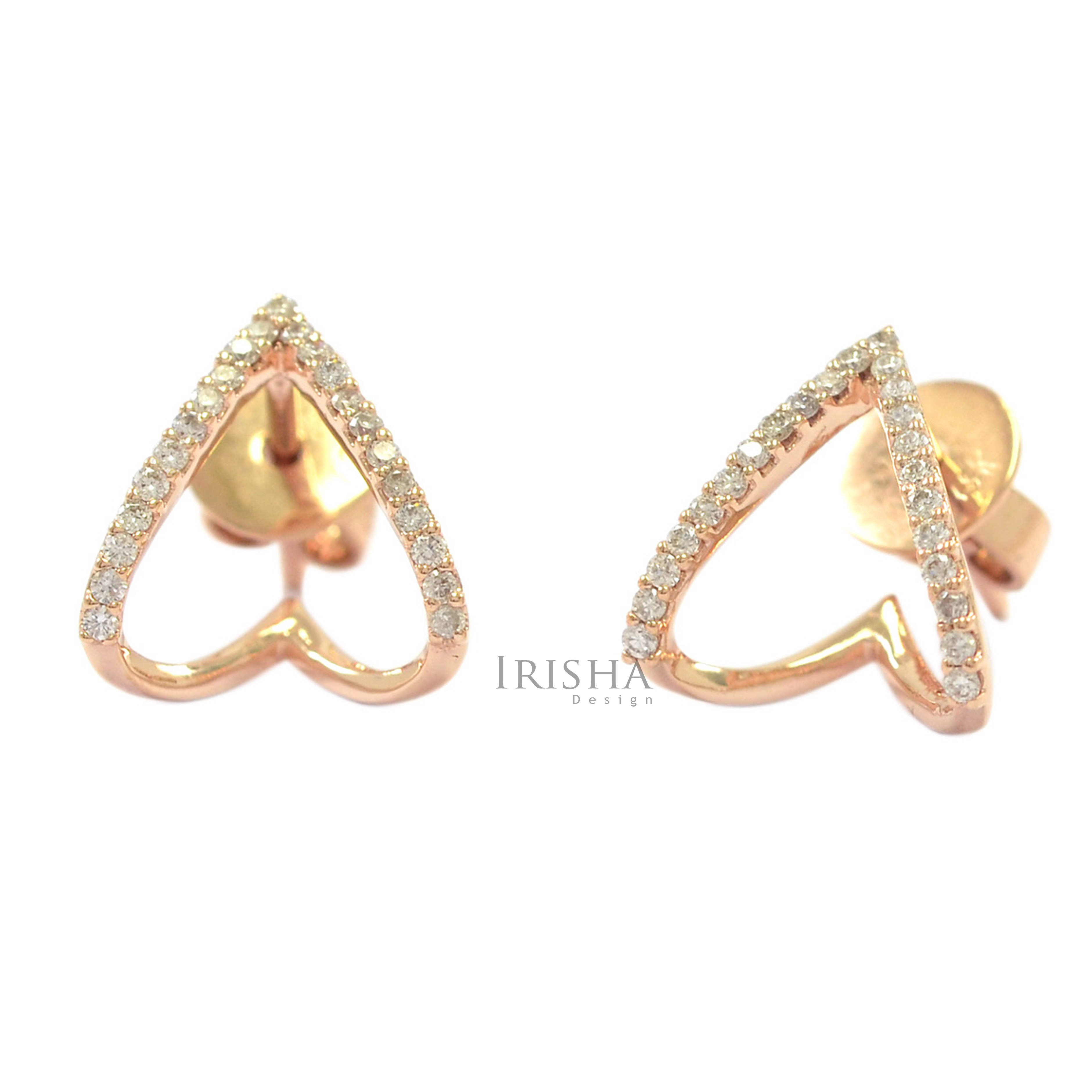 14K Gold 0.22 Ct. Genuine Diamond Heart Shape Earrings Mother's Day Fine Jewelry