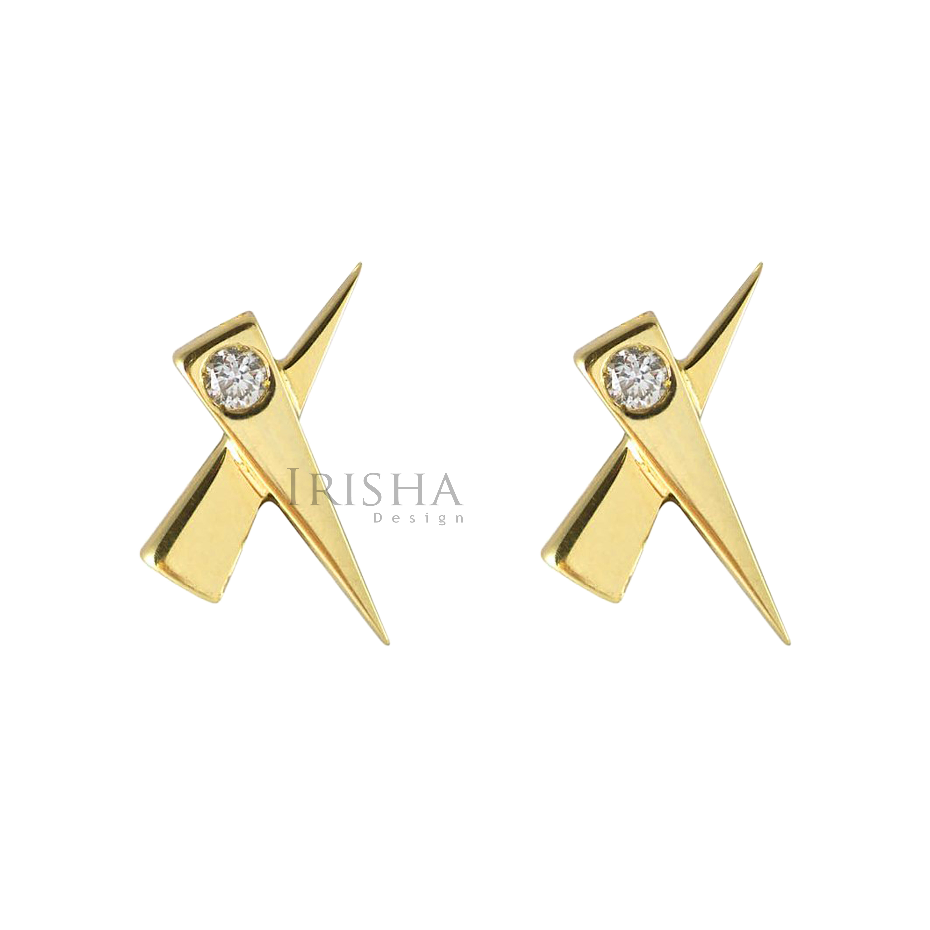 14K Gold 0.04 Ct. Genuine Diamond Kiss Studs Earrings Fine Jewelry - New Arrival