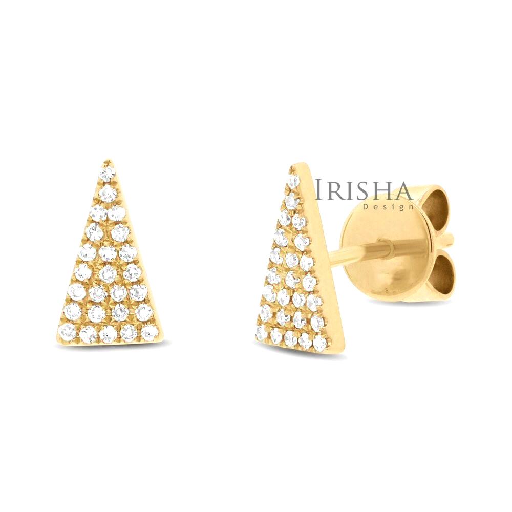 14K Gold 0.20 Ct. Genuine Diamond 6x11 mm Triangle Studs Earrings Fine Jewelry