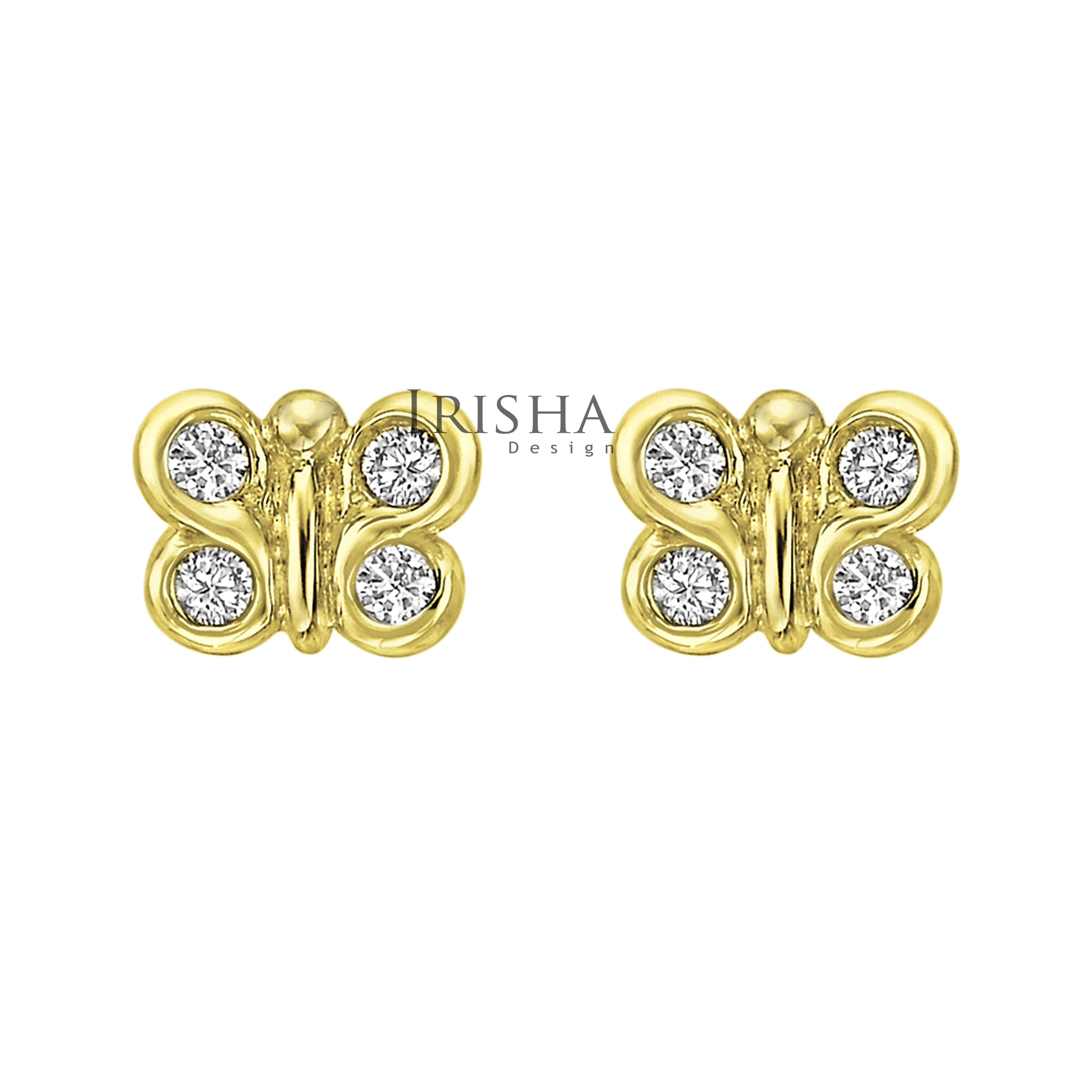 14K Gold 0.24 Ct. Genuine Diamond Special Butterfly Studs Earrings Fine Jewelry