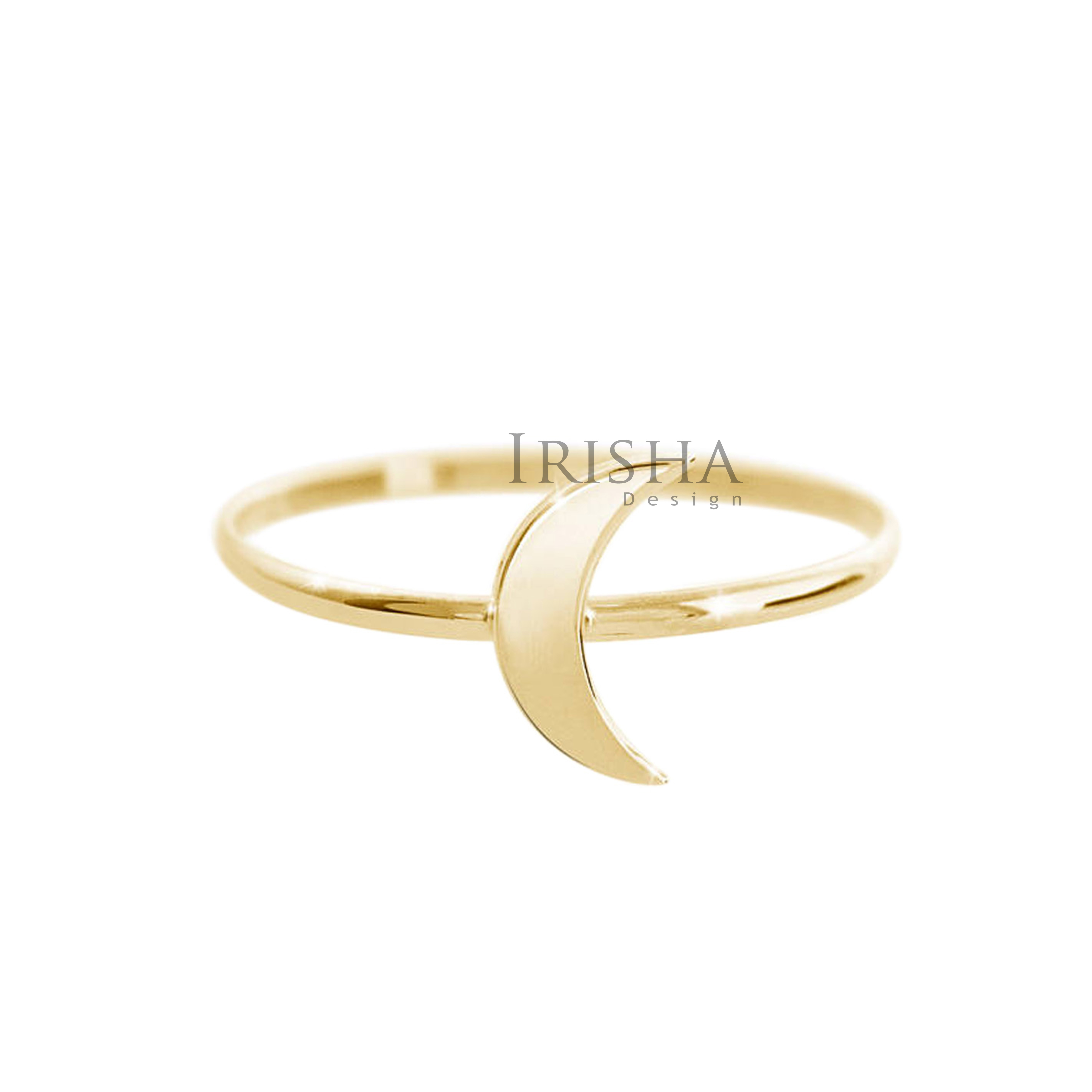 14K Solid Plain Gold Crescent Moon Ring Handmade Fine Jewelry Size - 3 to 9 US