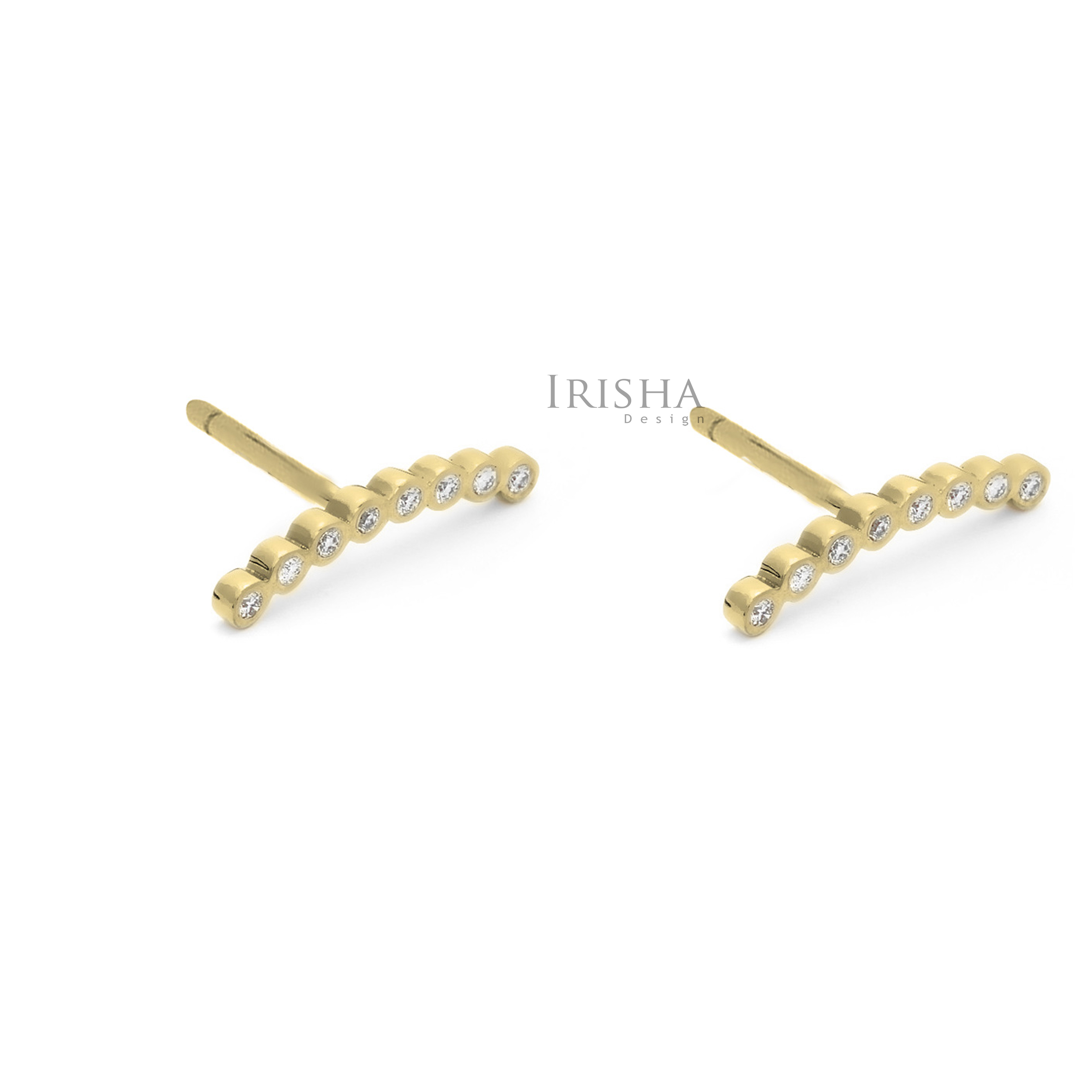 14K Gold 0.16 Genuine VS Clarity F-G Color Diamond Arc Design Earrings Jewelry