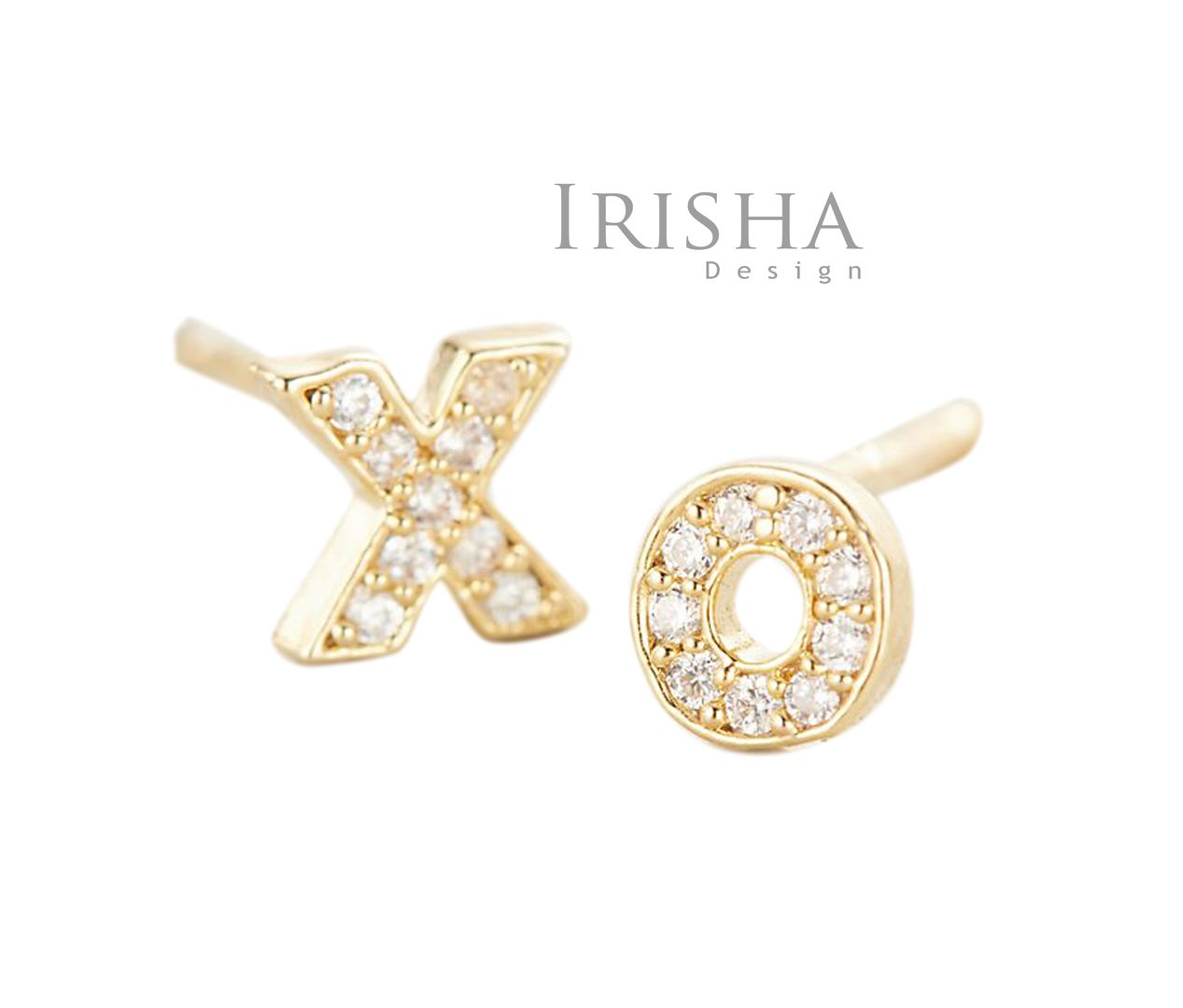 14K Gold 0.18 Ct. Genuine Diamond XO Earrings Valentine's Fine Jewelry