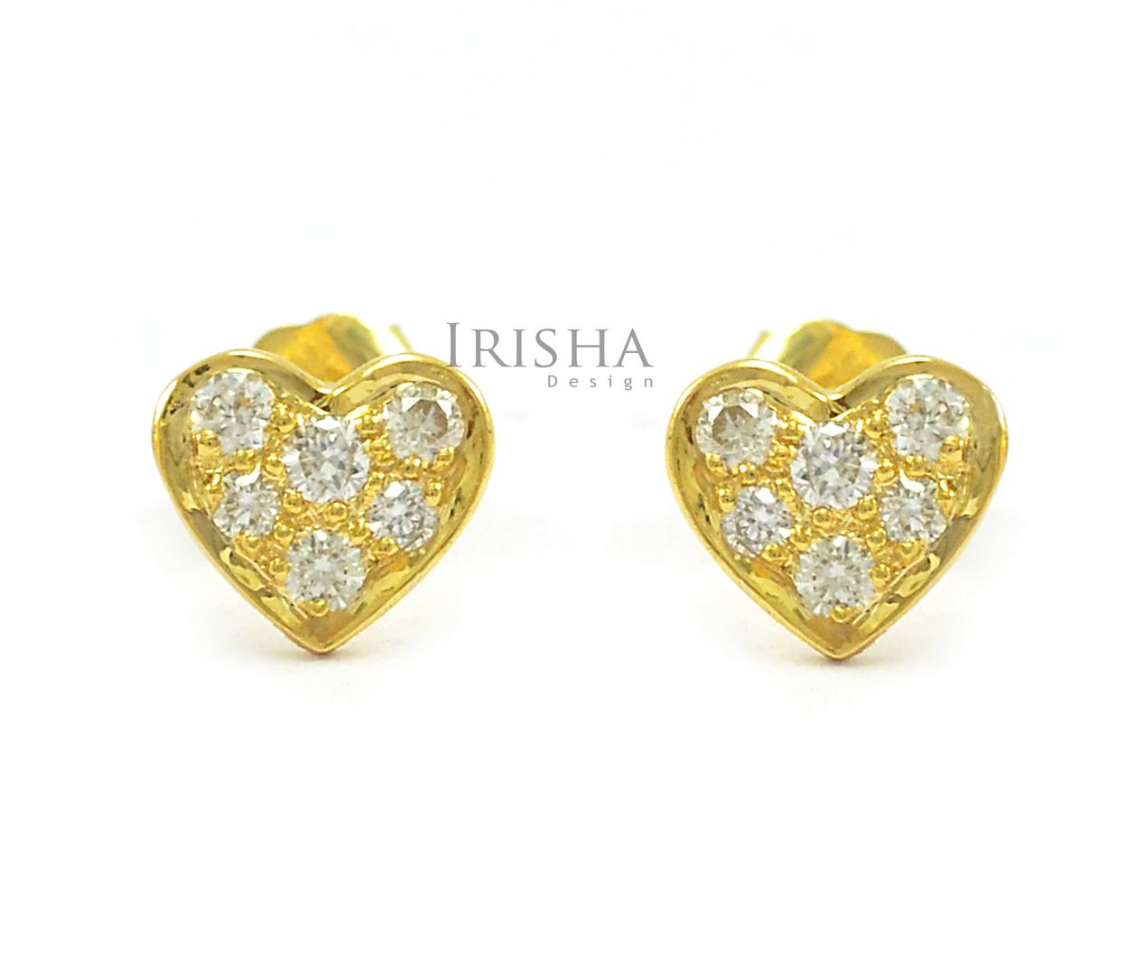 14K Gold 0.20 Ct. Genuine Diamond Heart Studs Earrings Fine Jewelry
