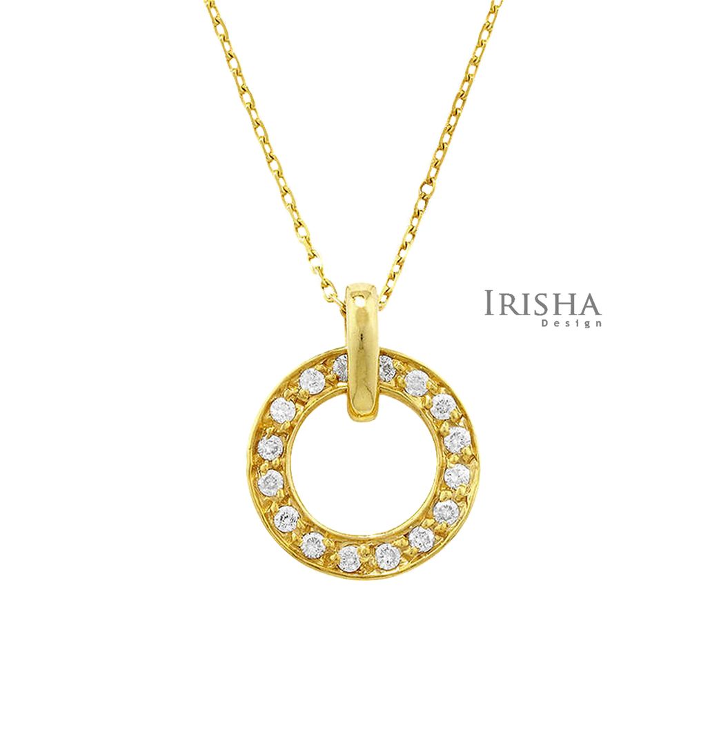 14K Gold 0.15 Ct. Genuine Diamond Round Open Circle Pendant Necklace Fine Jewelry