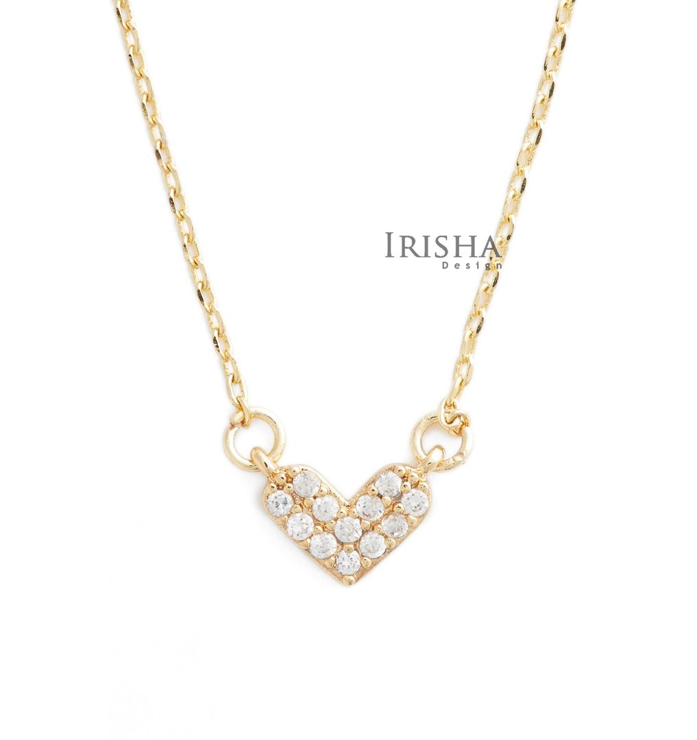 14K Gold 0.12 Ct. Genuine Diamond Unique Heart Pendant Necklace  Fine Jewelry
