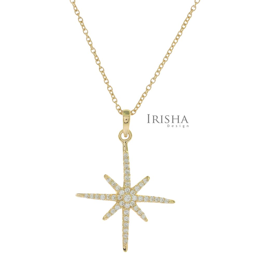 14K Gold 0.35 Ct. Genuine Diamond Starburst Charm Pendant Necklace Fine Jewelry