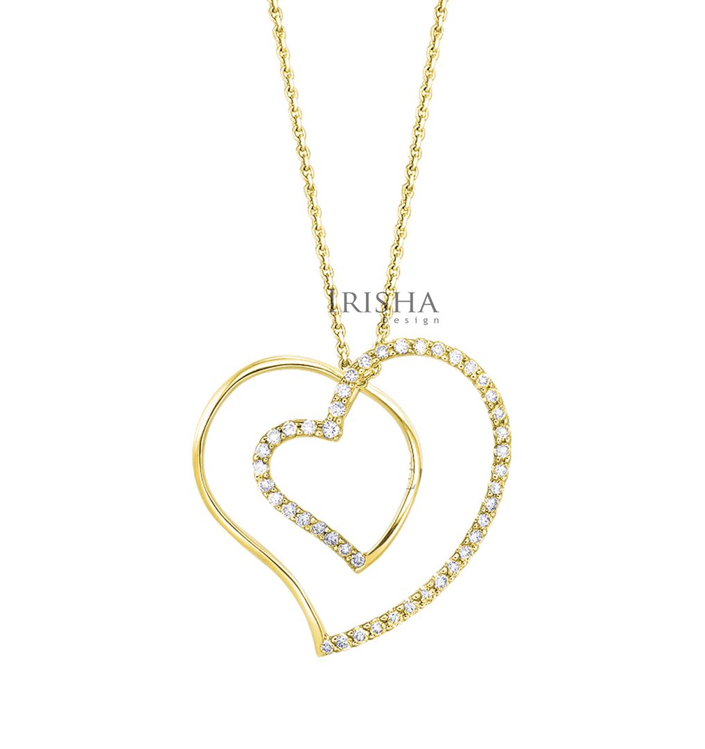14K Gold 0.22Ct. Genuine Diamond Unique Heart Pendant Necklace Engagement Gift