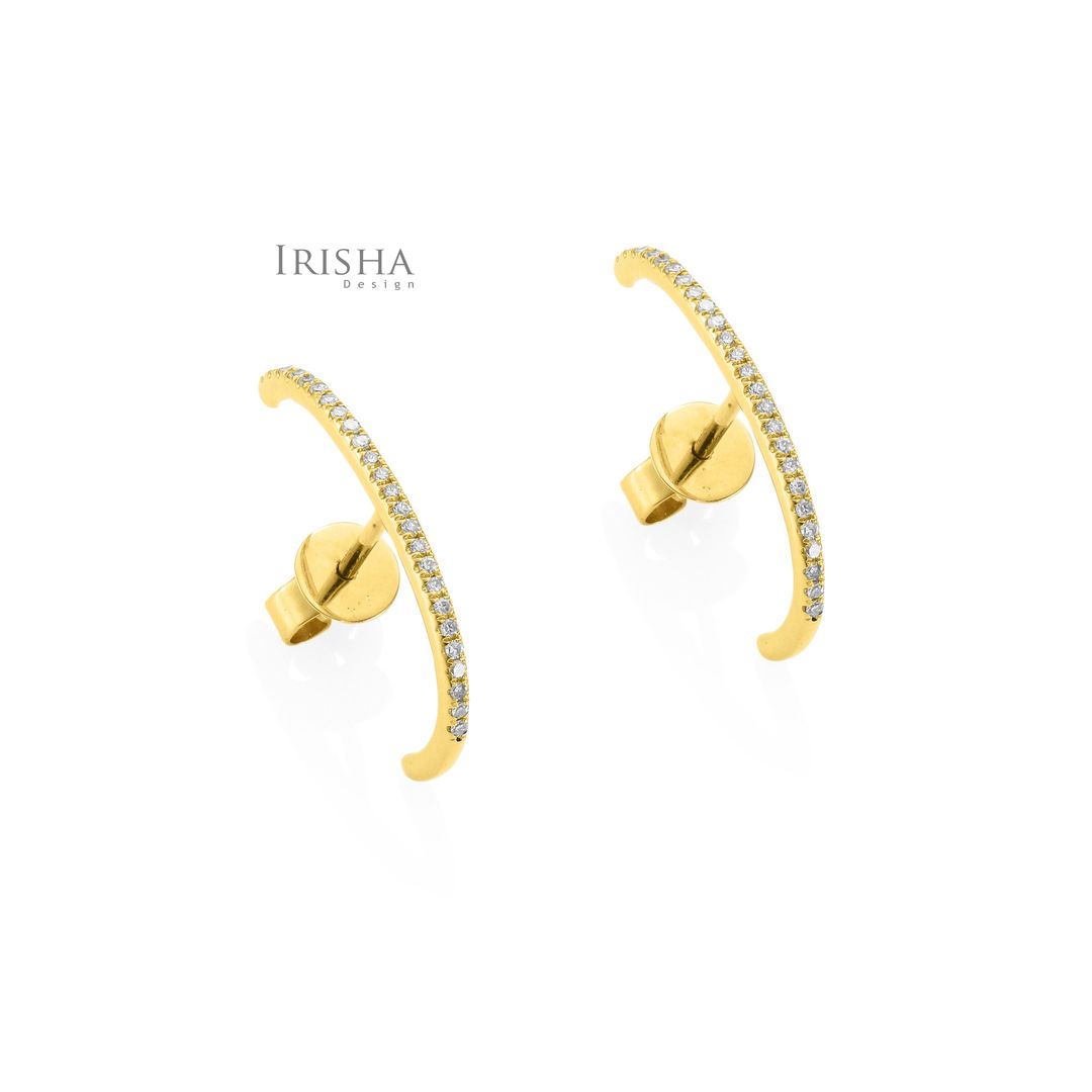 14K Gold 0.25 Ct. Genuine Diamonds Long Stick Hoop Huggie Earrings Fine Jewelry