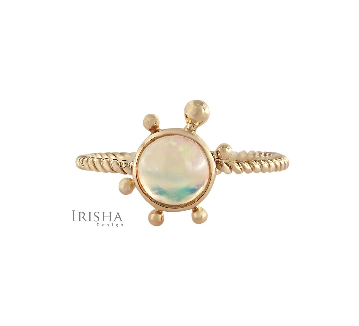 14K Gold 0.50 Ct. Genuine Opal Gemstone Turtle Design Twisted Ring Fine Jewelry