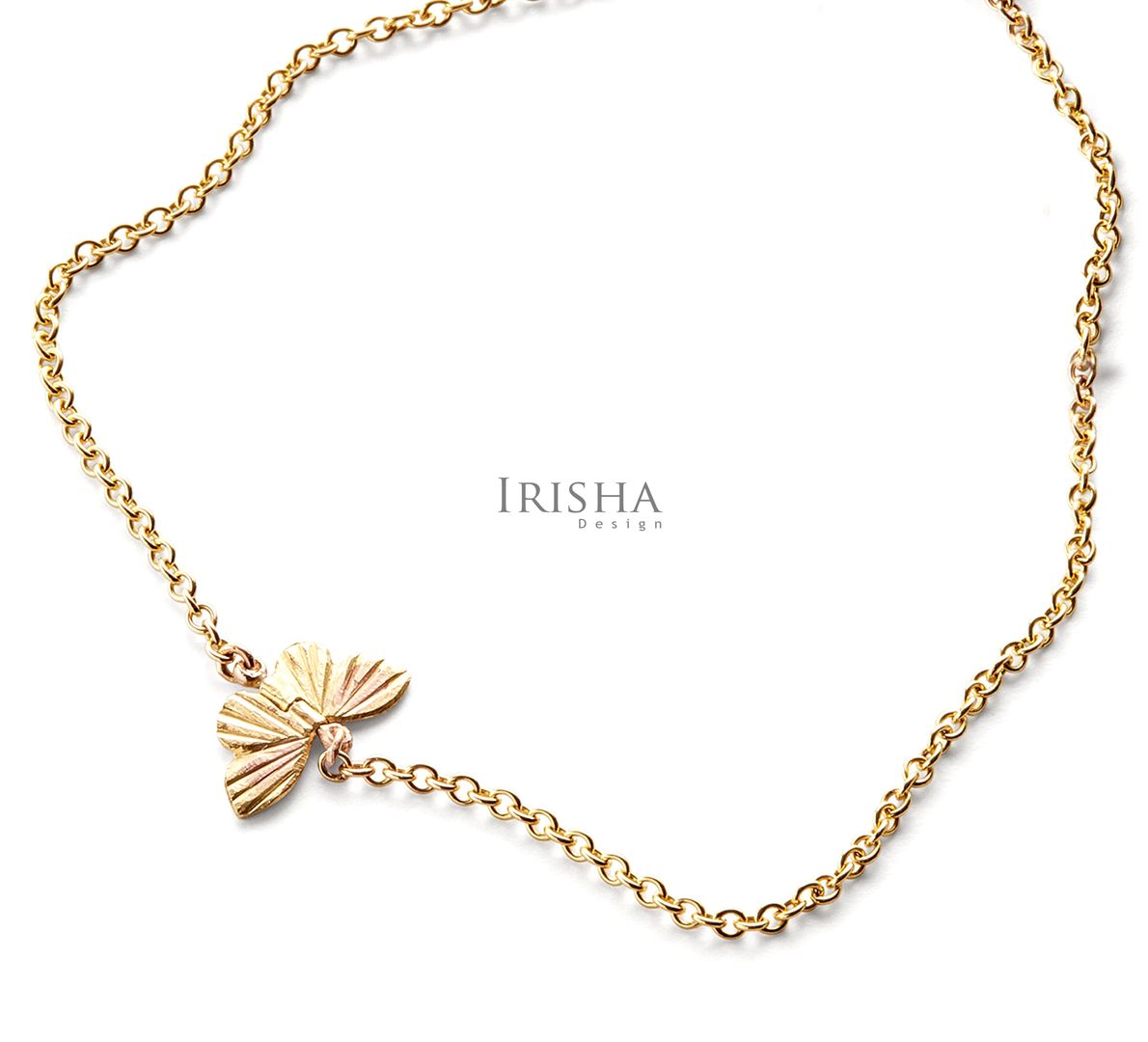 Minimalist Butterfly Charm Bracelet Handmade Fine Jewelry 14K Solid Gold