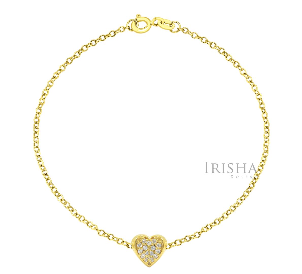 0.10 Ct. Genuine Diamond Love Heart Wedding Bracelet Fine Jewelry 14K Gold