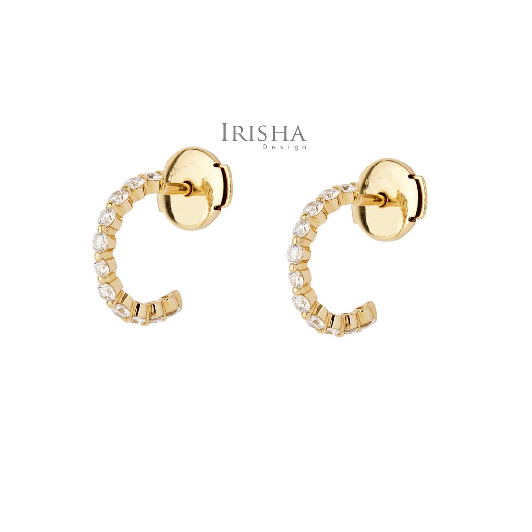 Mini Hoop Cluster Earrings 14K Gold 0.44 Ct. Genuine Diamond Thanksgiving Gift