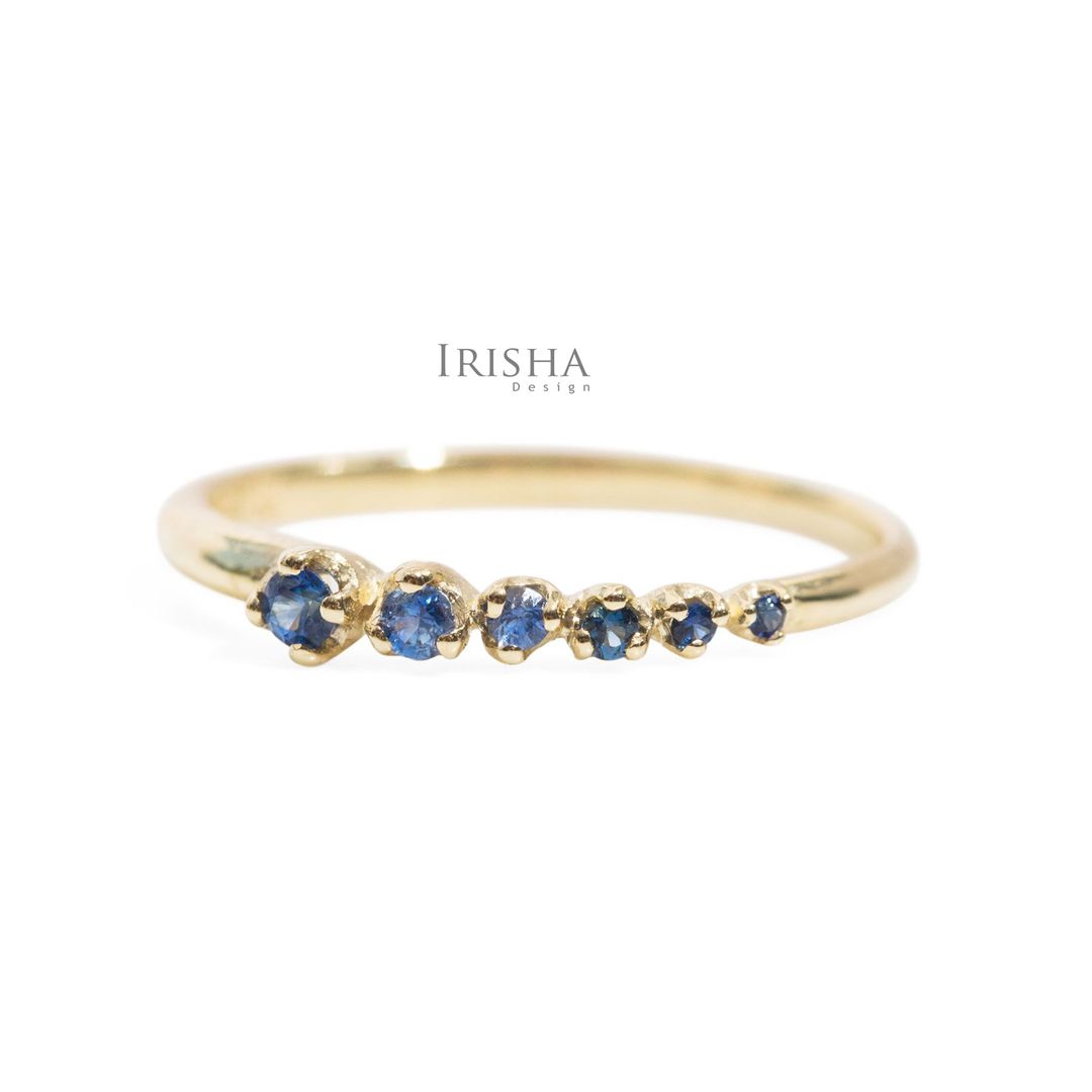 Genuine Blue Sapphire September Birthstone Thanksgiving Gift 14K Gold Ring