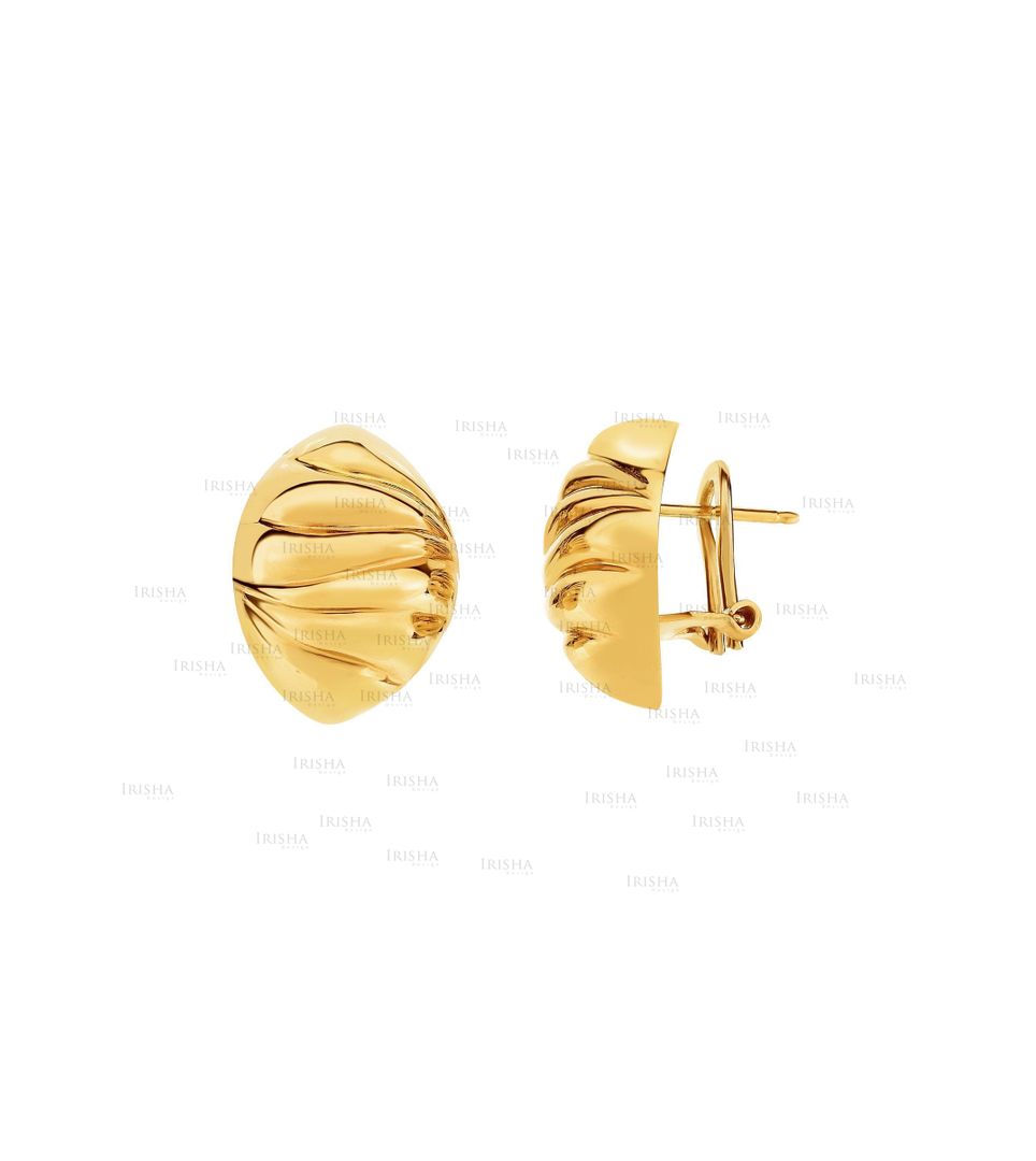 14K Yellow Gold 14X19 mm High Polished Puff Marquise Type Omega Back Earring