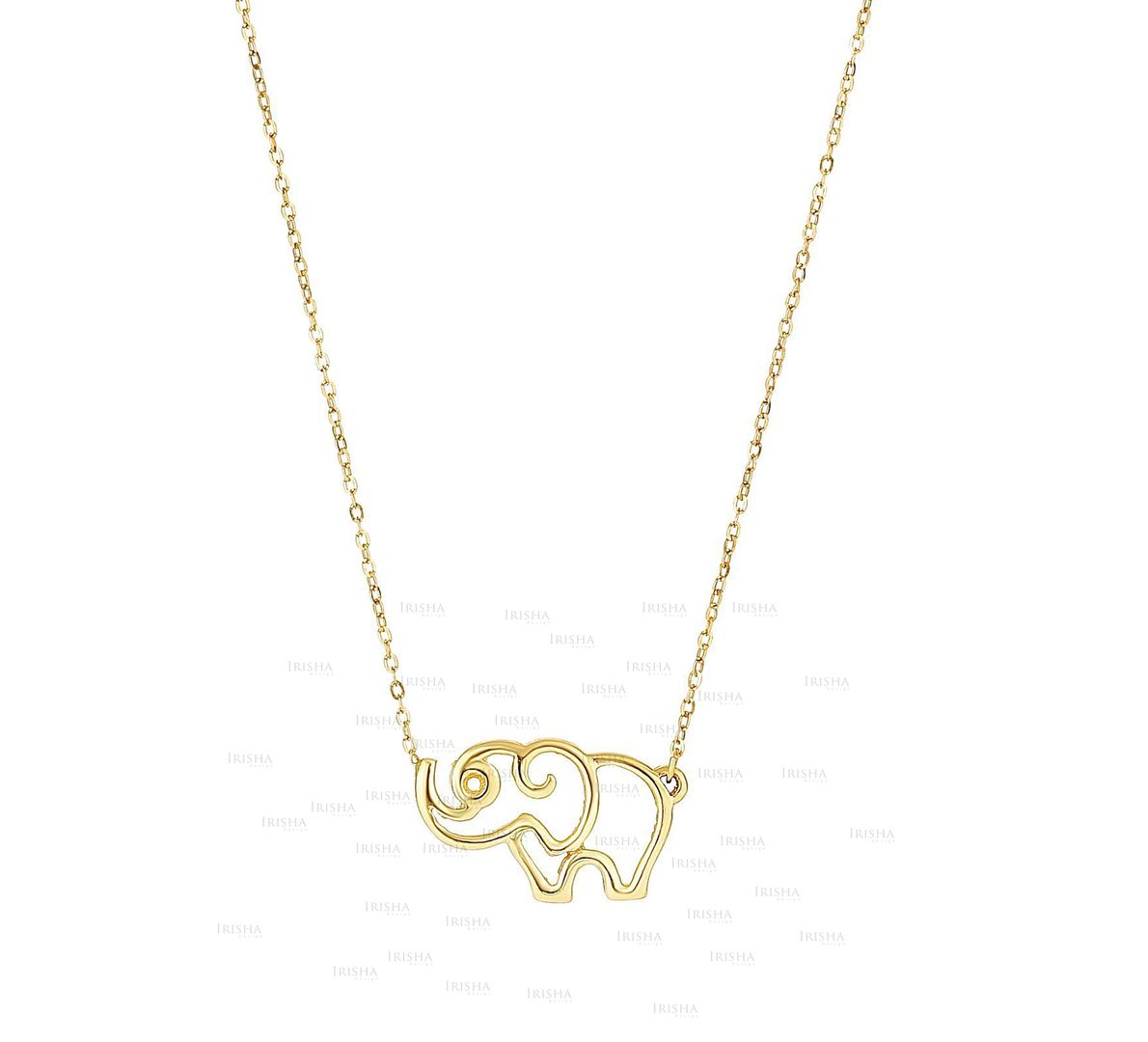 14K Yellow Gold Elephant Charm Pendant Necklace Fine Jewelry Christmas Gift