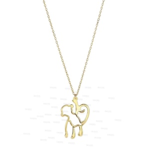 14K Yellow Gold Shiny Monkey Hanging Charm 18" Necklace Christmas Gift Jewelry
