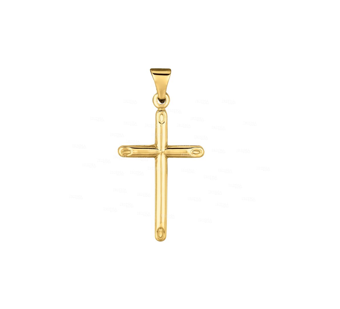 14K Solid Yellow Gold Shiny Small Crucifix Cross Pendant Christmas Fine Jewelry