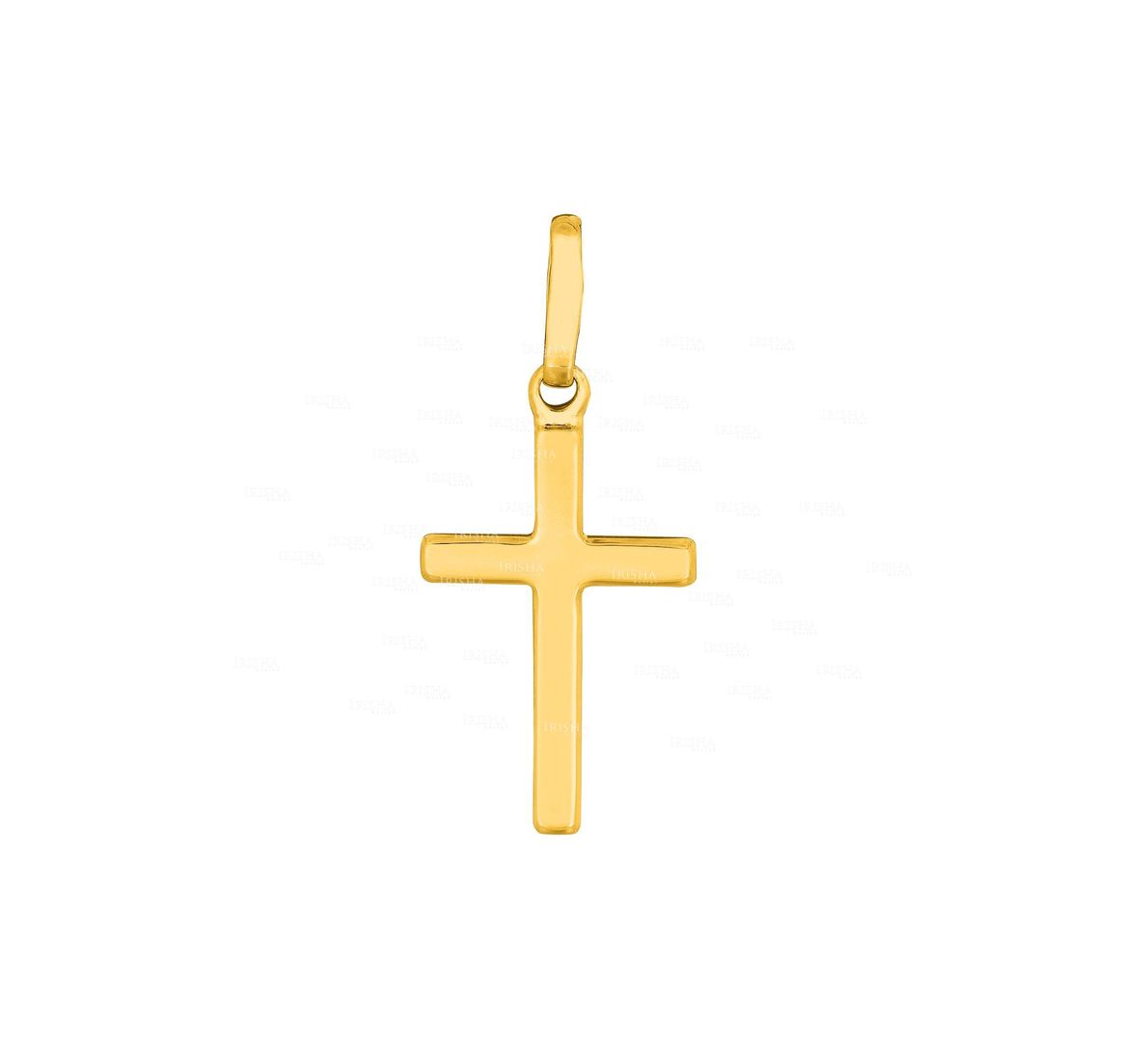 14K Yellow Gold All Shiny Small Cross Pendant Thanksgiving Christmas Gift