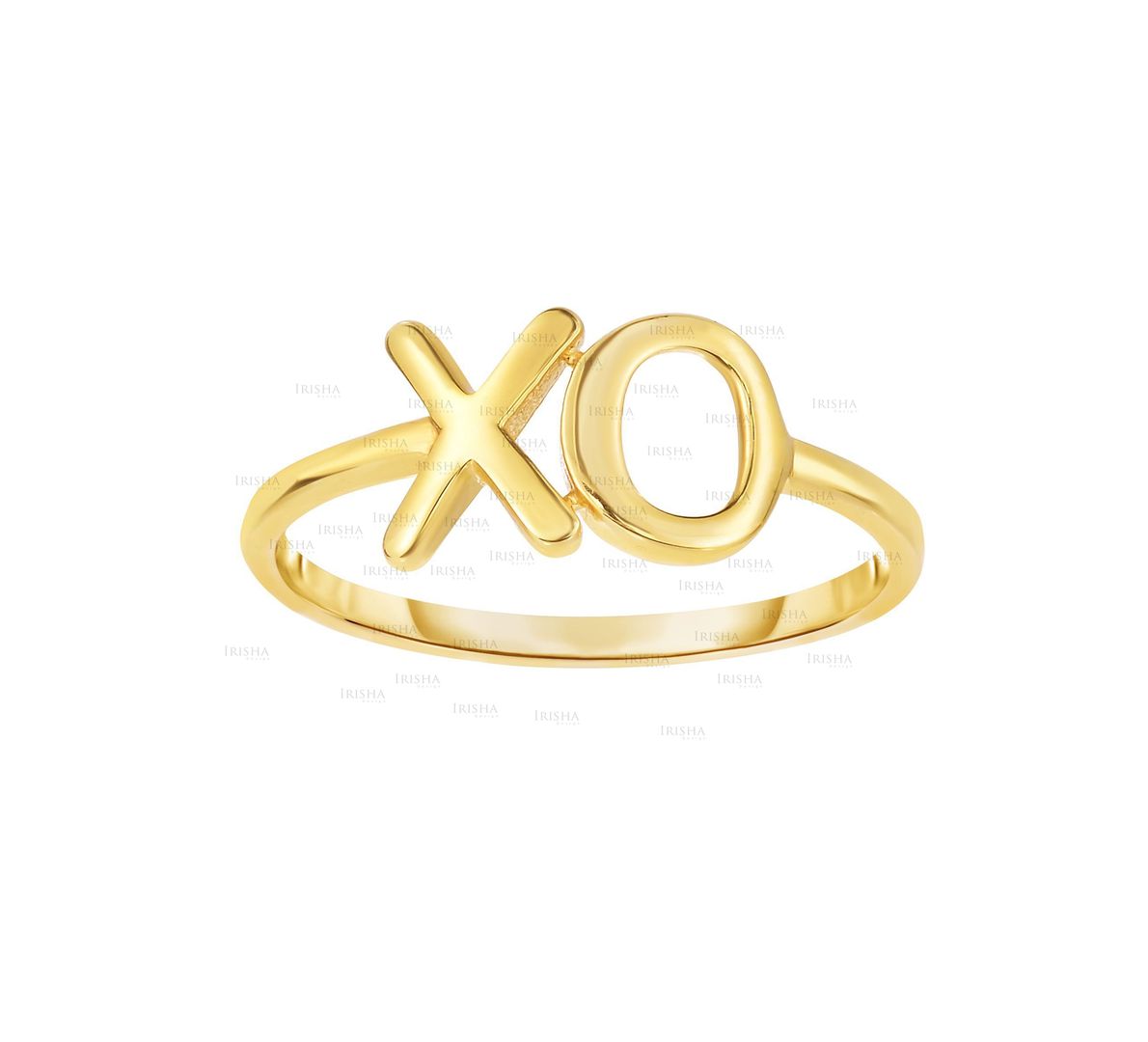 14K Yellow Gold Shiny XO Ring Fine Jewelry Christmas Gift For Her Size-7 US