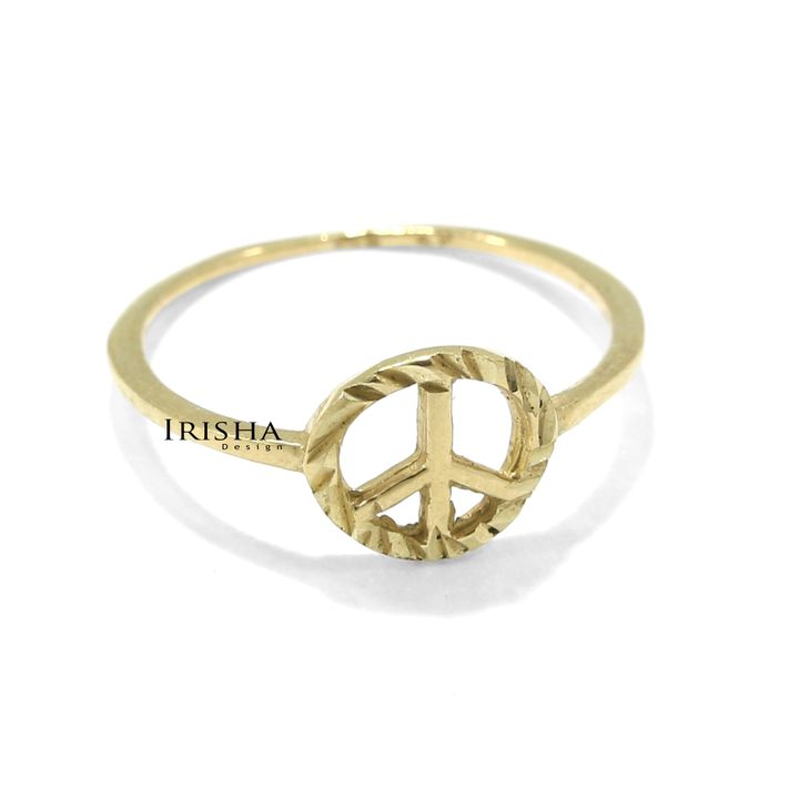 14K Solid Gold Sign Of Peace Ring Thanksgiving Christmas Gift Fine Jewelry