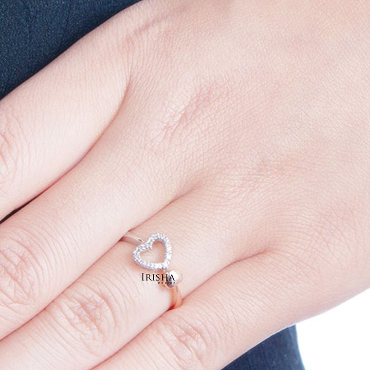 14K Gold 0.12 Ct. Genuine Diamond Heart Promise Ring Delicate Fine Jewelry