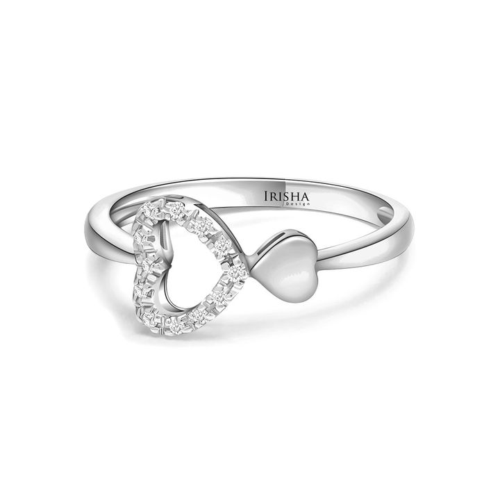 14K Gold 0.12 Ct. Genuine Diamond Heart Promise Ring Delicate Fine Jewelry