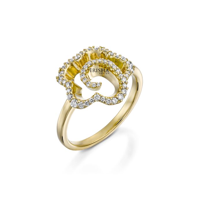 14K Gold Genuine VS Clarity Diamond Antique Flower Design Ring Fine Jewelry