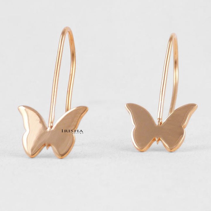 14K Solid Gold Butterfly Hook Earrings Gift For Mother Daughter Fine Jewelry