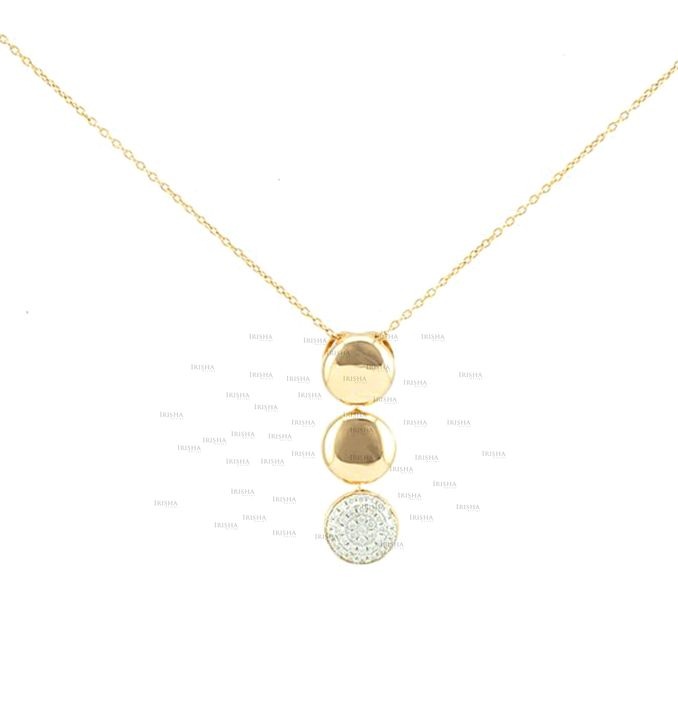 14K Gold 0.30 Ct. Genuine Diamond Three Discs Pendant Necklace Fine Jewelry