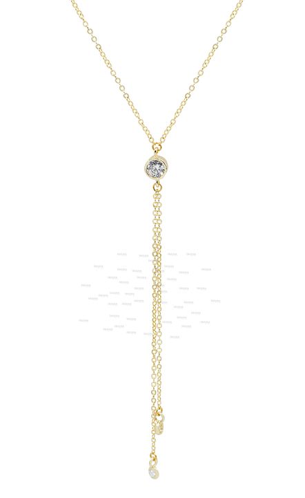 14K Gold 0.25 Ct. VS Clarity Genuine Diamond Drop Lariat Necklace Gift For Her
