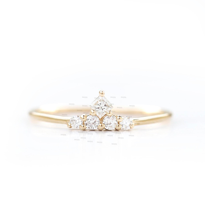 14K Gold 0.25 Ct. Genuine Round-Princess Cut Diamond Valentine's Ring For Her