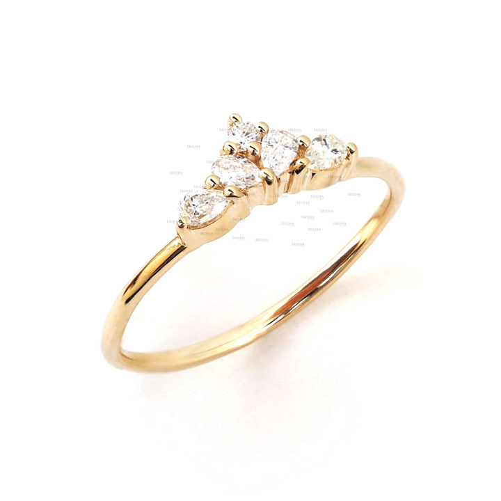 14K Gold 0.50 Ct. Genuine Round-Pear Diamond Wedding Band Ring Gift For Her