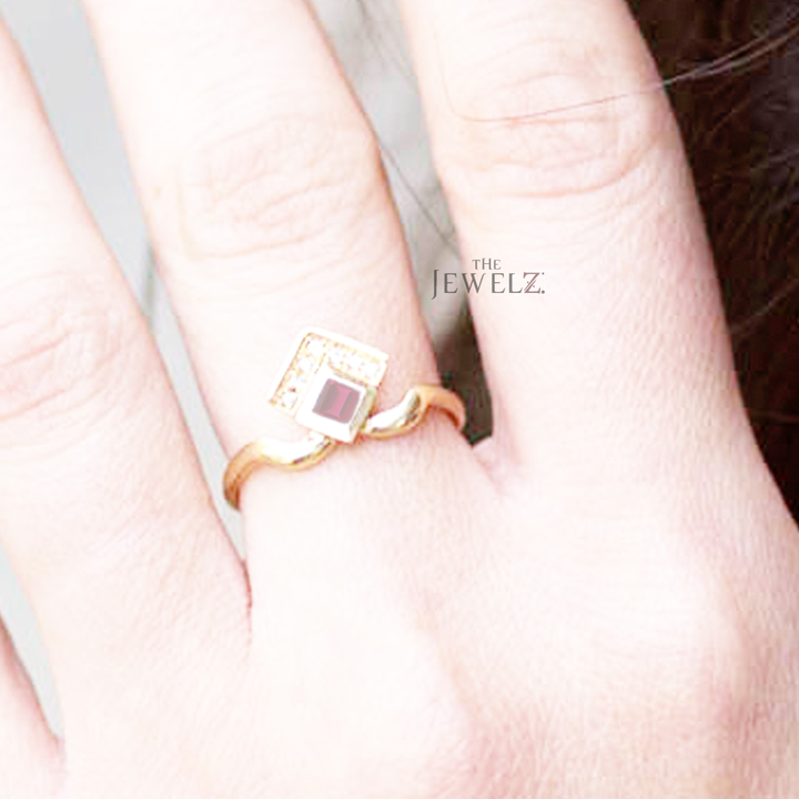 14K Gold Genuine Diamond-Ruby Gemstone Engagement Crown Ring Fine Jewelry