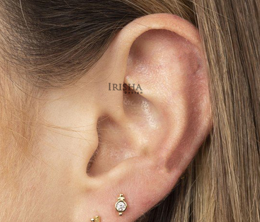 14K Gold 0.13 Ct. Solitaire Genuine Diamond Mini Studs Earrings Fine Jewelry
