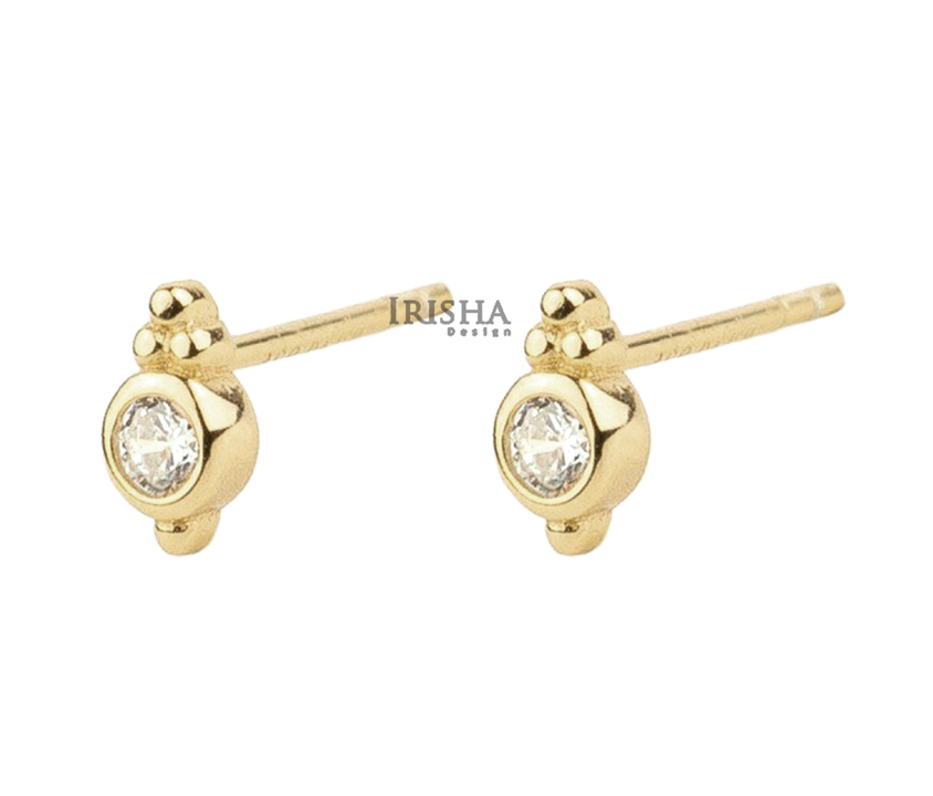 14K Gold 0.13 Ct. Solitaire Genuine Diamond Mini Studs Earrings Fine Jewelry