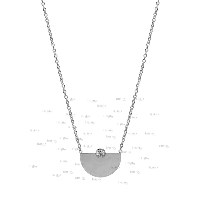 14K Gold 0.05 Ct. Genuine Diamond Small Horizon Pendant Necklace Jewelry