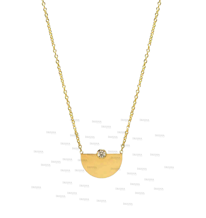 14K Gold 0.05 Ct. Genuine Diamond Small Horizon Pendant Necklace Jewelry