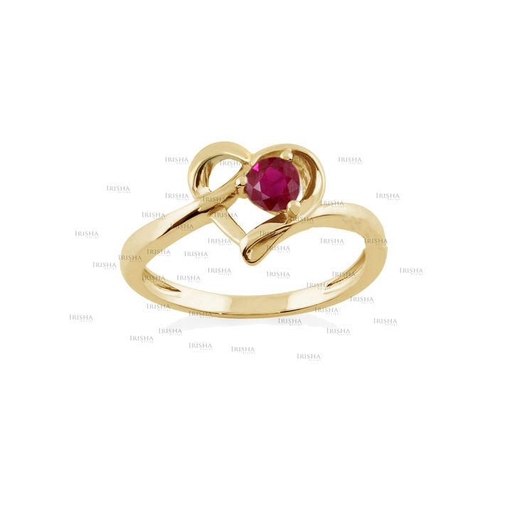 14K Gold 0.15 Ct. Genuine Ruby Gemstone Special Heart Ring Fine Jewelry
