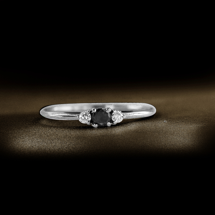 14K Gold 0.19 Ct. Genuine White And Black Diamond Wedding Ring Fine Jewelry