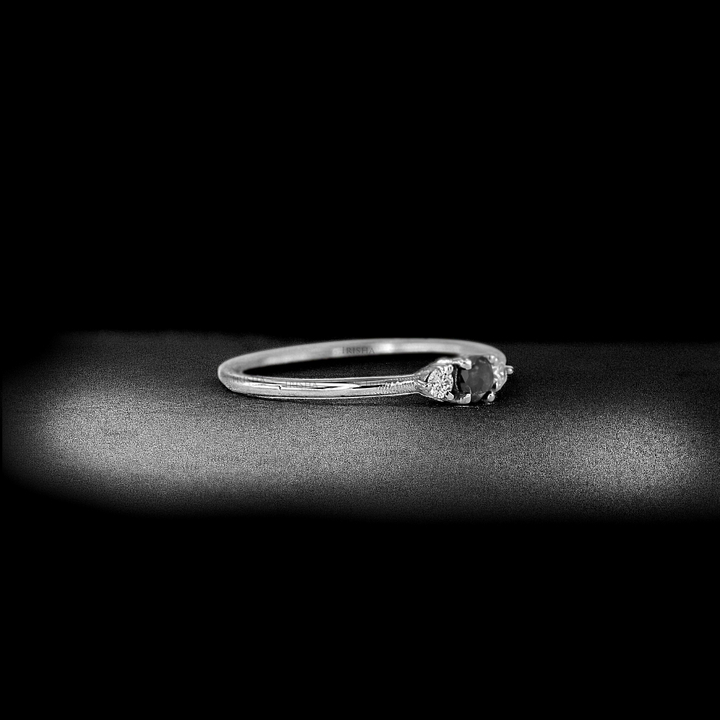 14K Gold 0.19 Ct. Genuine White And Black Diamond Wedding Ring Fine Jewelry