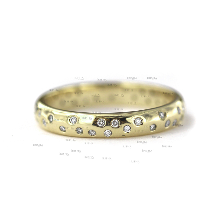 14K Gold 0.18 Ct. Genuine Diamond  3 mm Wide Wedding Band Ring Fine Jewelry