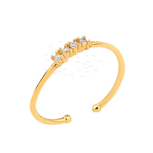 14K Gold 0.08 Ct. Genuine Diamond Minimalist Open Cuff Ring Fine Jewelry