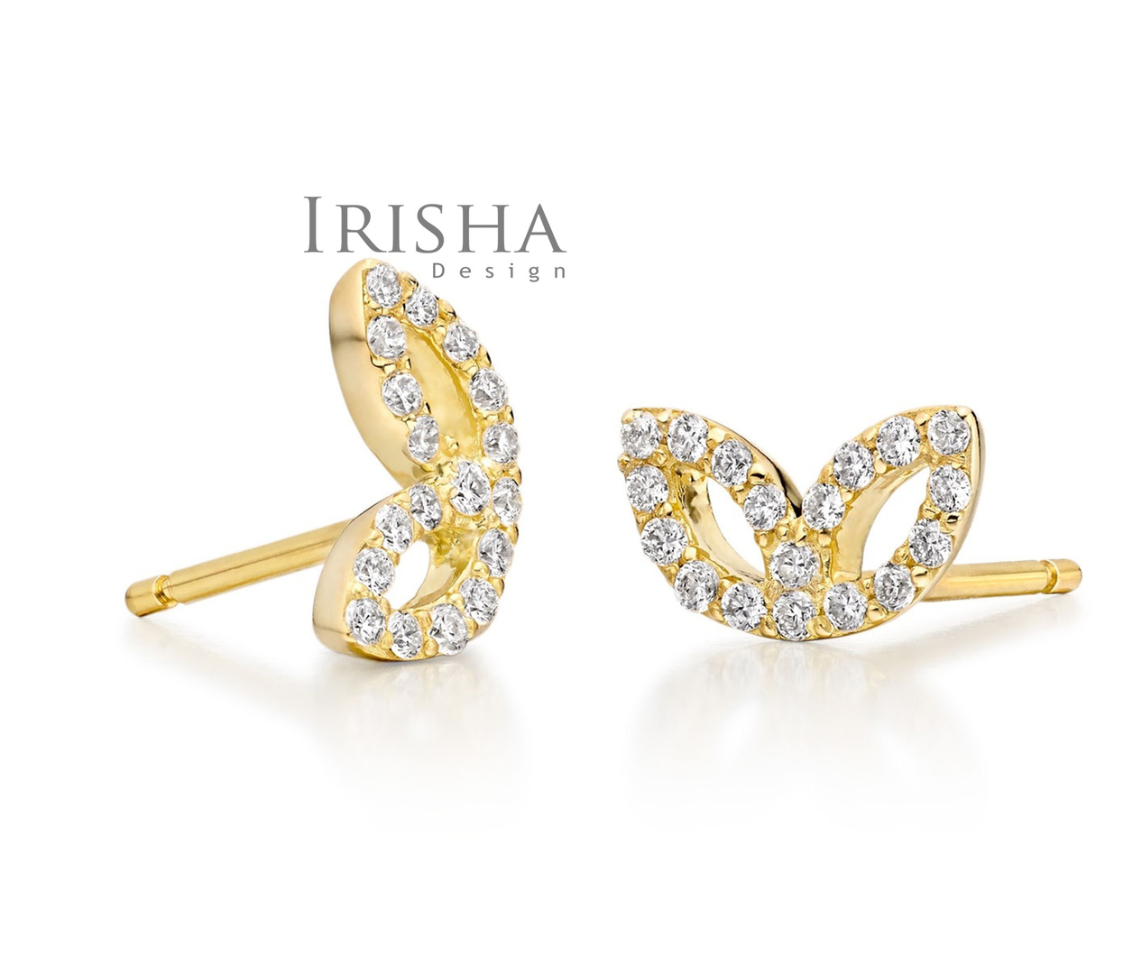 14K Gold 0.24 Ct. Genuine Diamond Beautiful Floral Studs Earrings Fine Jewelry