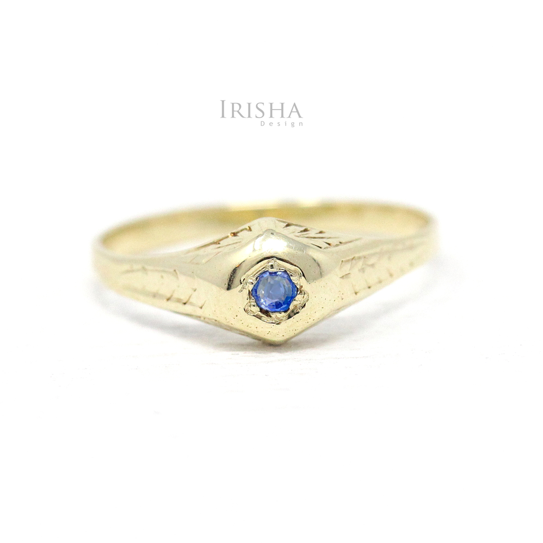 14K Gold 0.04 Ct. Genuine Blue Sapphire September Birthstone Vintage Fine Ring